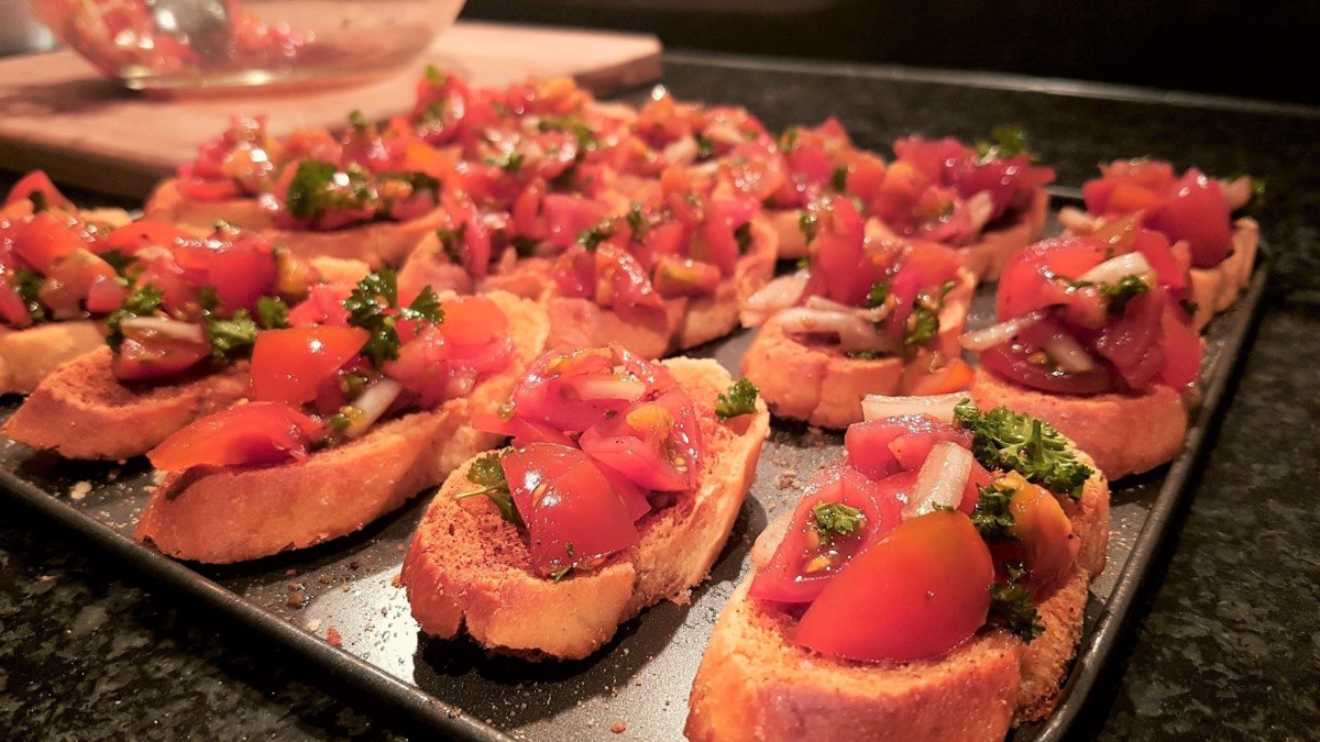 I like to have this bruschetta for brunch on the weekend with some smoked salmon. 