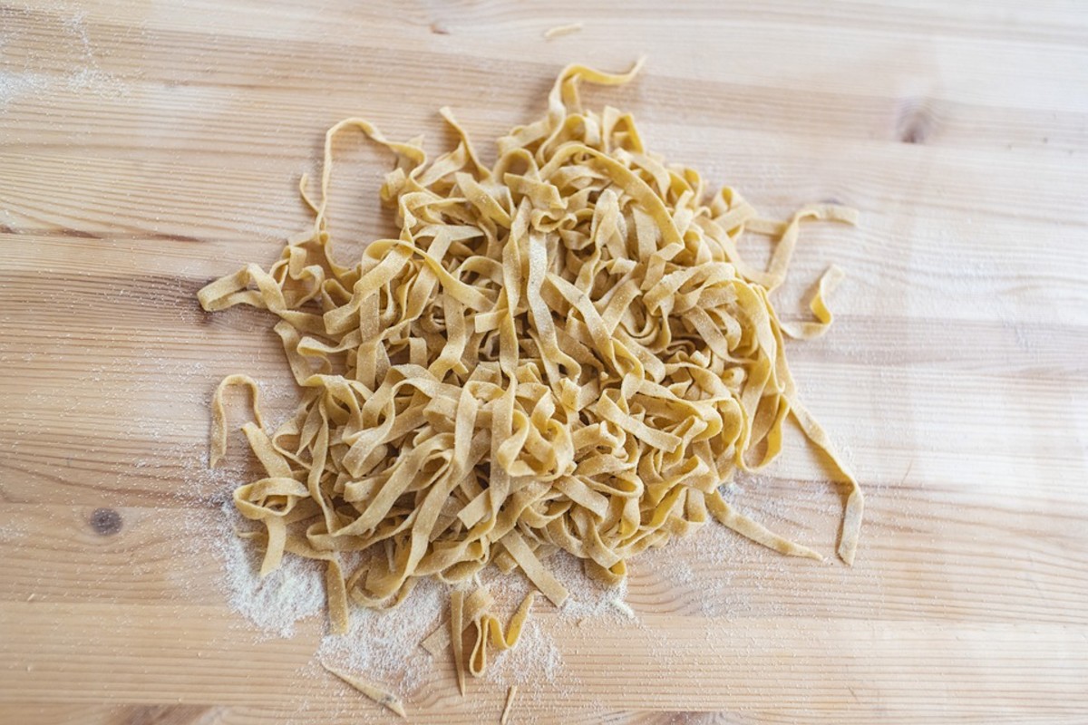 Homemade almond pasta