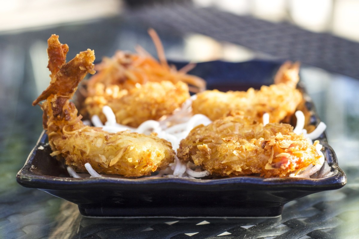 Oven-fried coconut shrimp with sriracha-orange dipping sauce