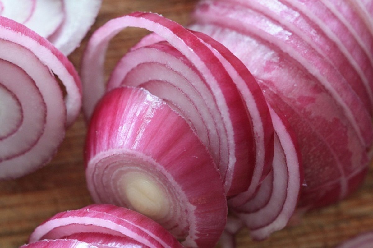 Mild red salad onions are less pungent and so have less affect on your tear ducts.