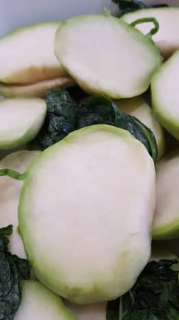 After 48 hours, rinse and pat-dry the kohlrabi slices. 