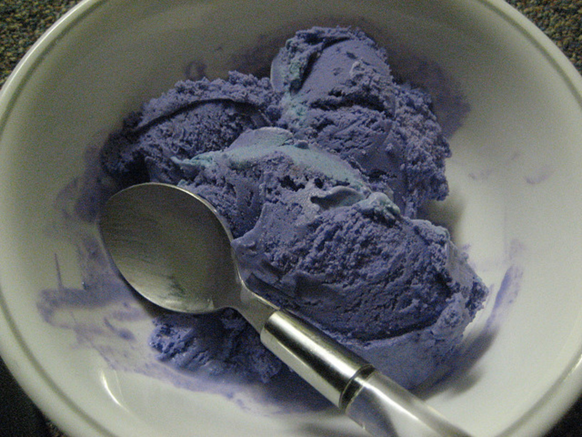 Coconut taro ice cream is a colorful and flavorful dessert.