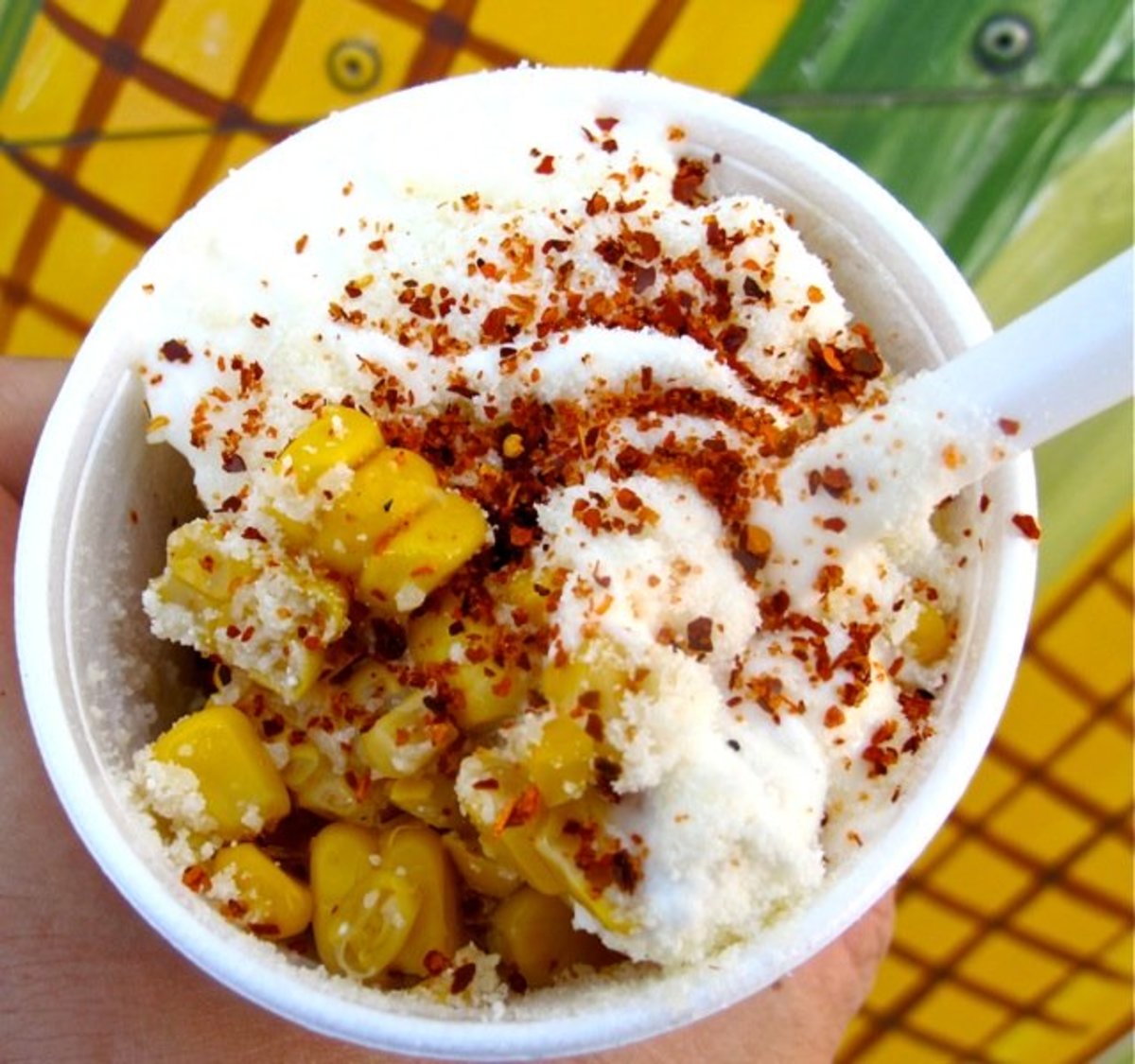 Mexican corn in a cup can be whipped up in no time! 