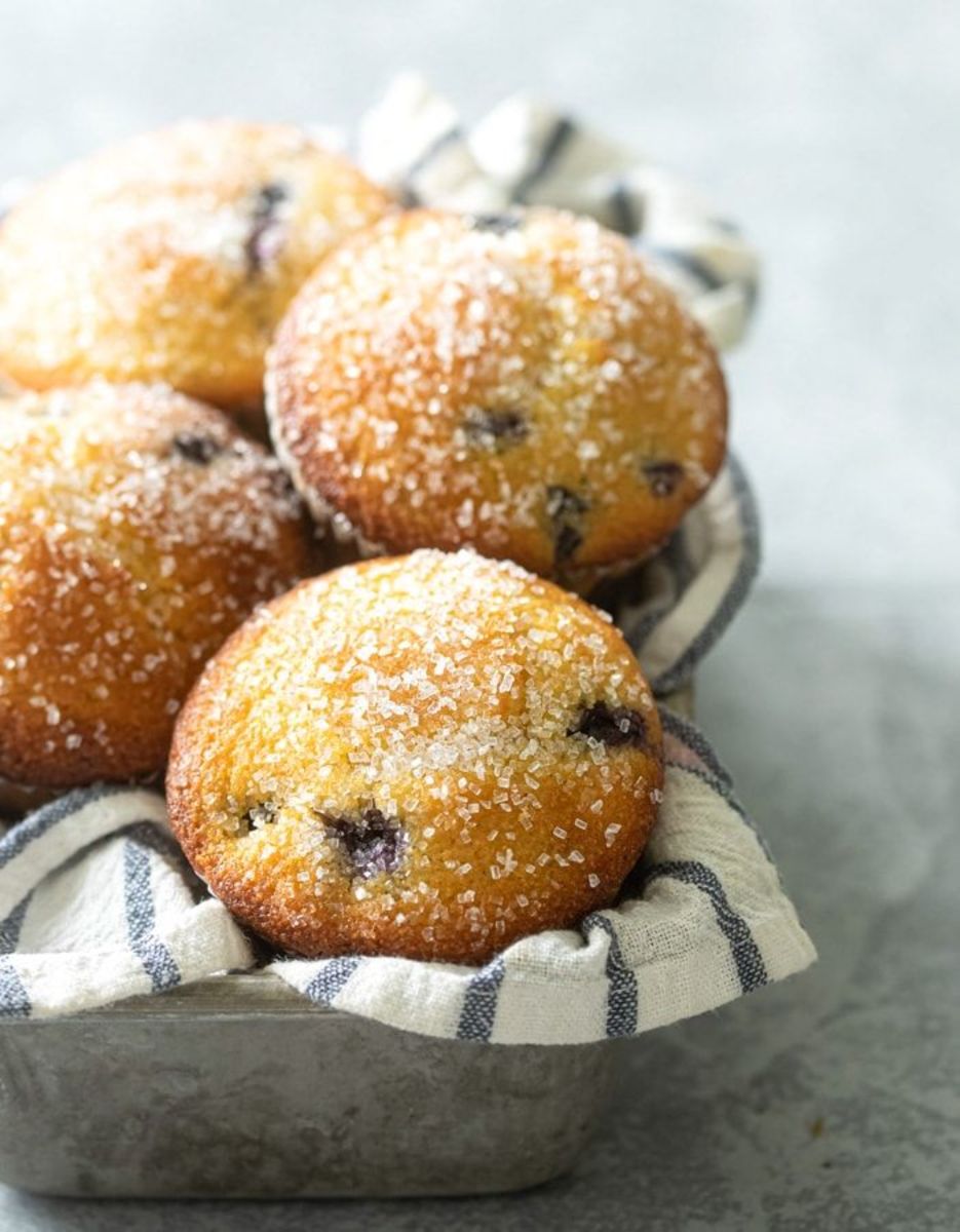 Bakery-style jumbo blueberry corn muffins