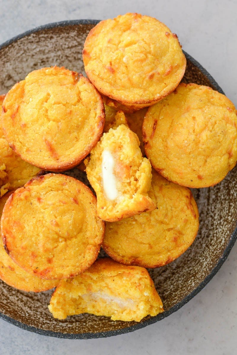 Sweet potato white cheddar cornmeal muffins