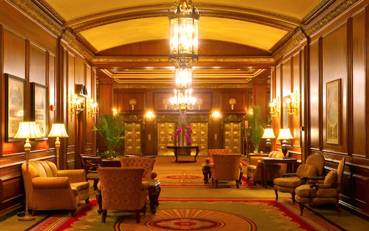 The lobby of the Omni Parker House Hotel