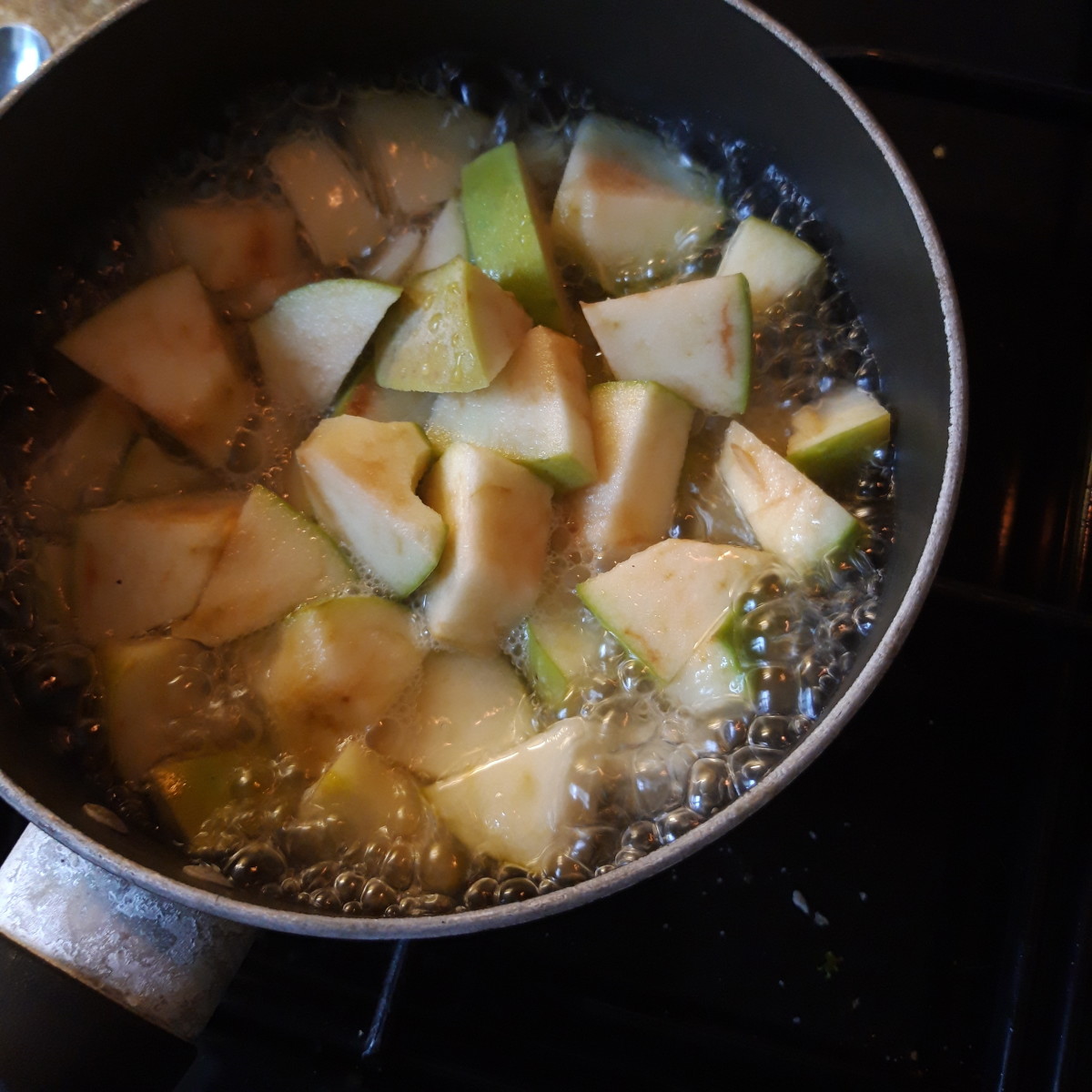 Apple chunks cooking