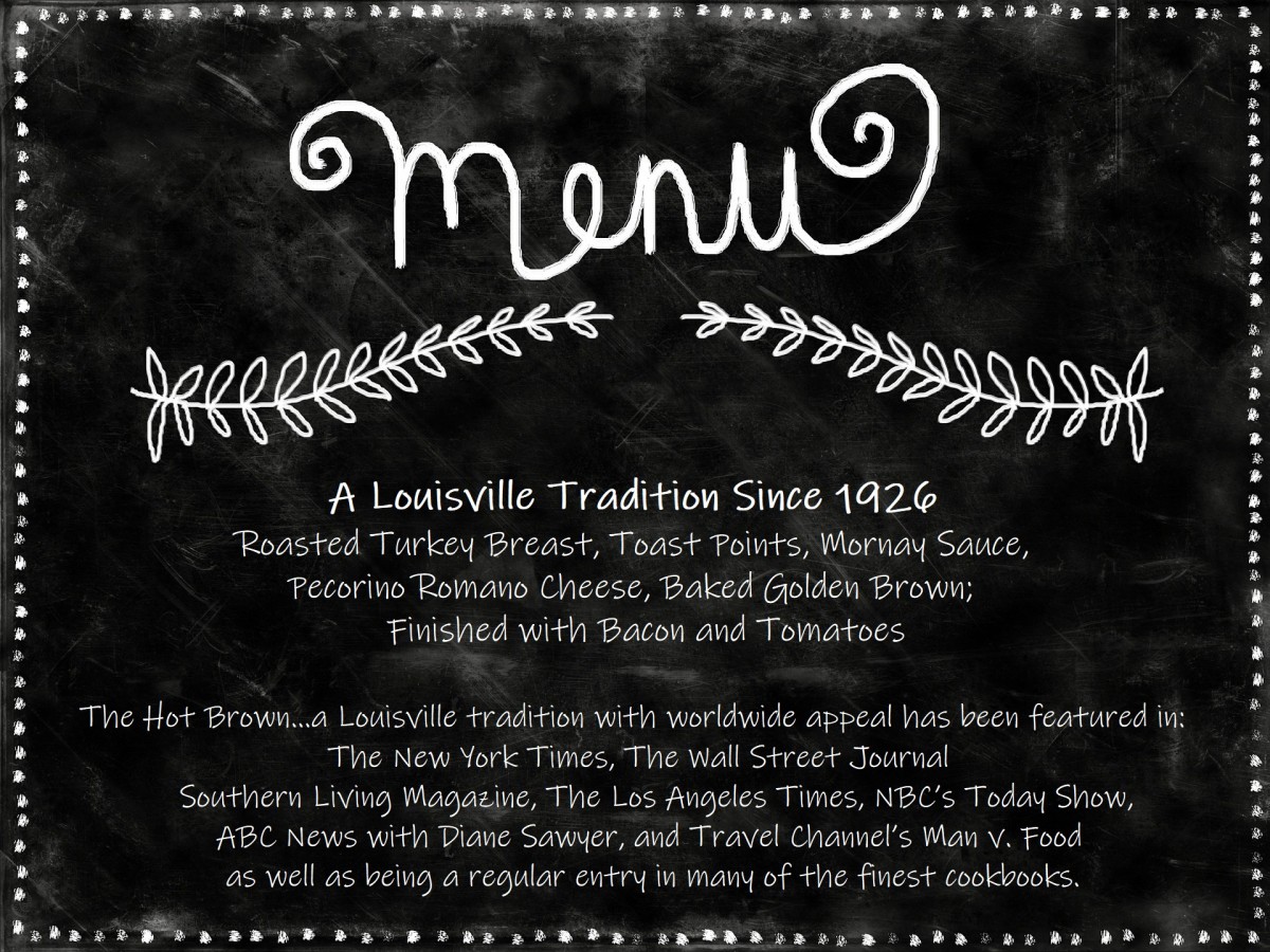 Using the actual wording from the Brown Hotel menu, I created this graphic.