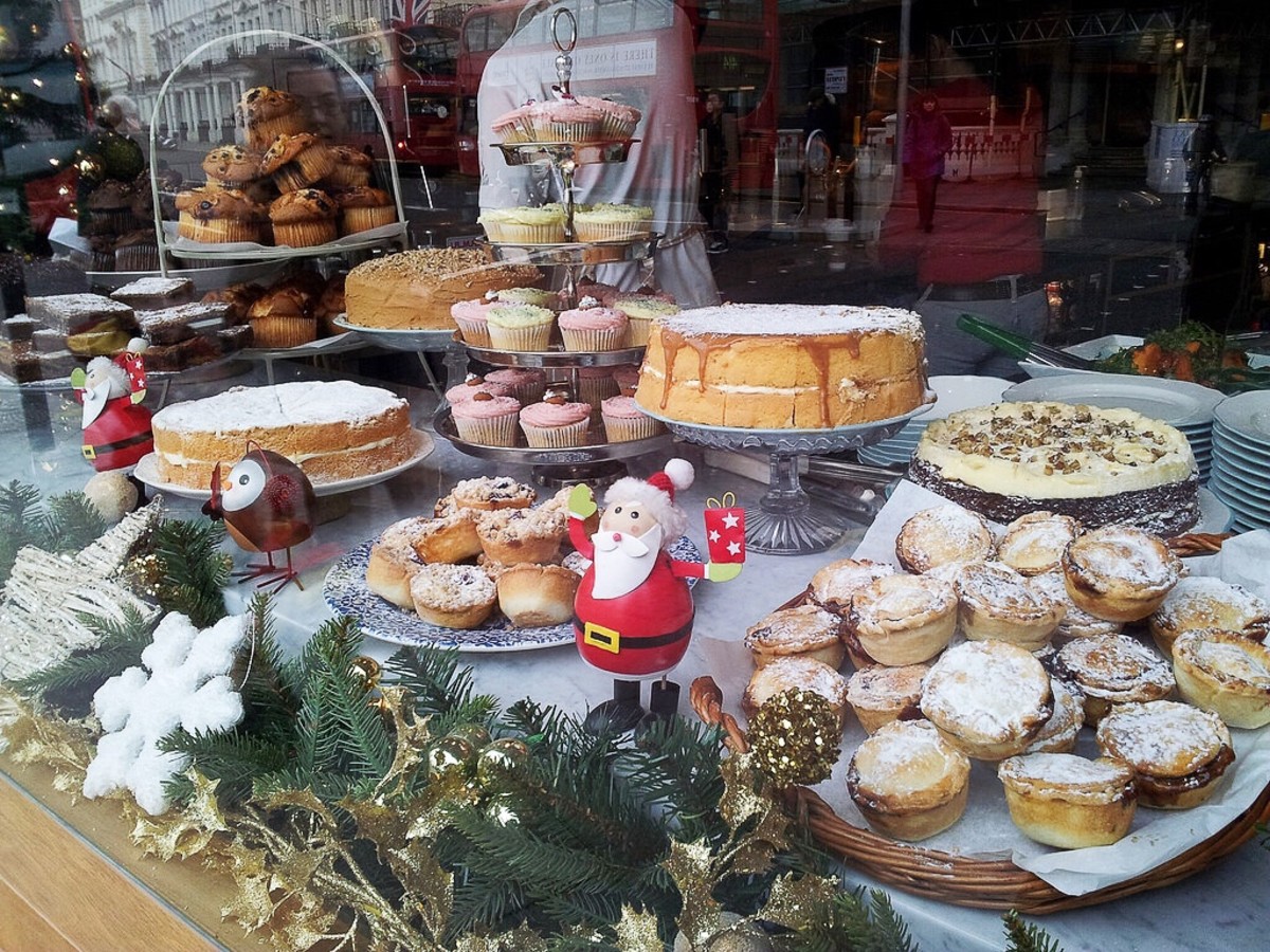 A Christmas Display With Mince Pies in the Foreground