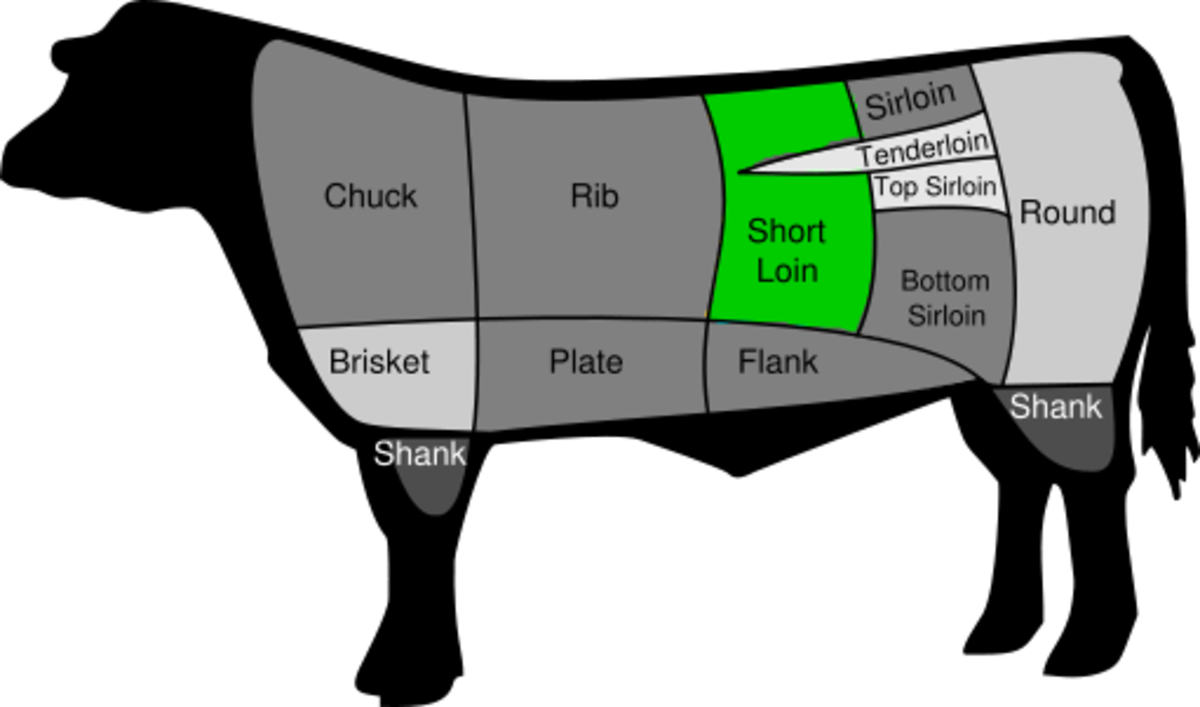 Location of beef cuts on the cow