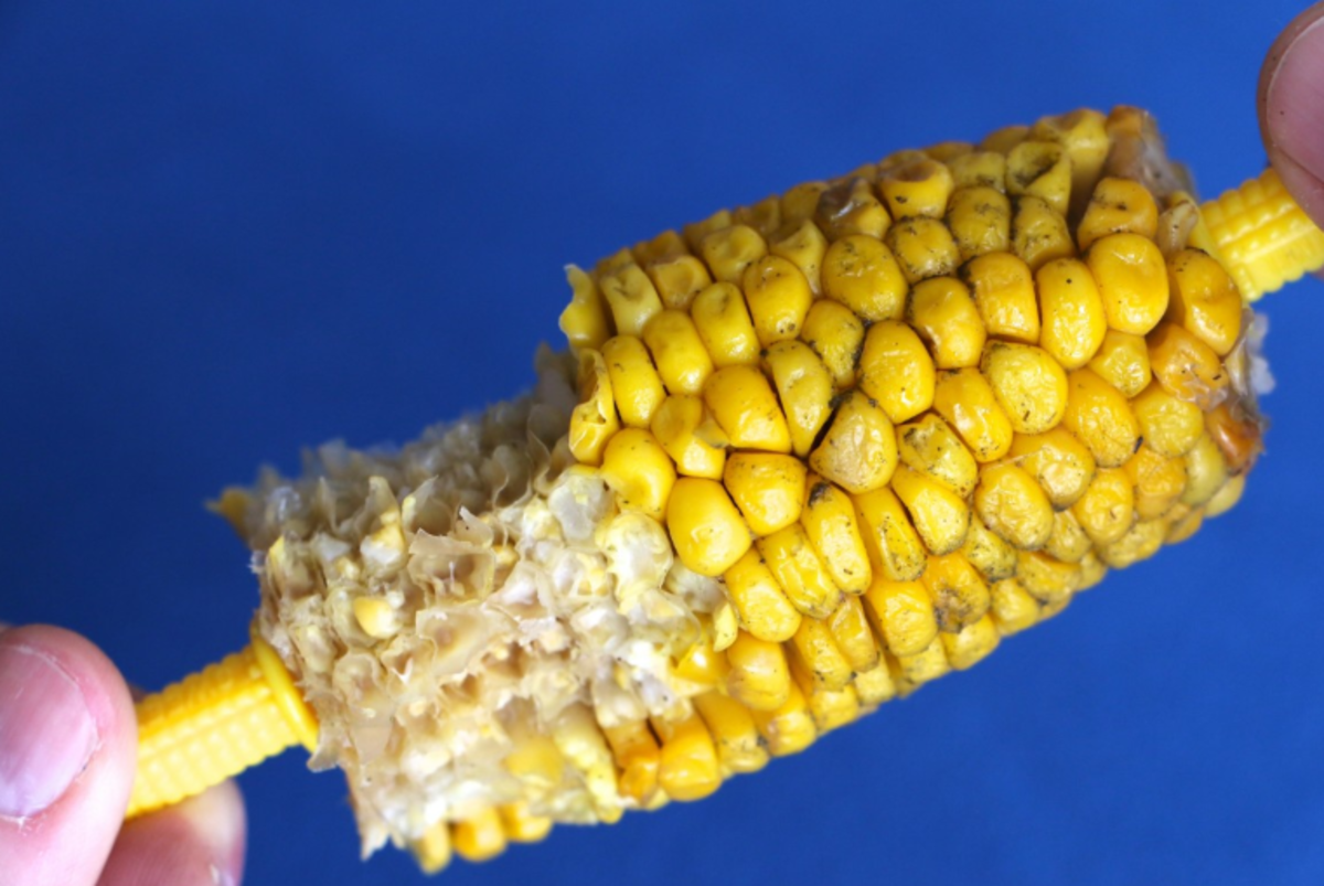 Some people prefer to use specialized cob holders to eat corn.